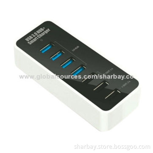 4-port USB 3.0 Hub + Charger for iPhone/iPad, 12V/5A Power AdapterNew